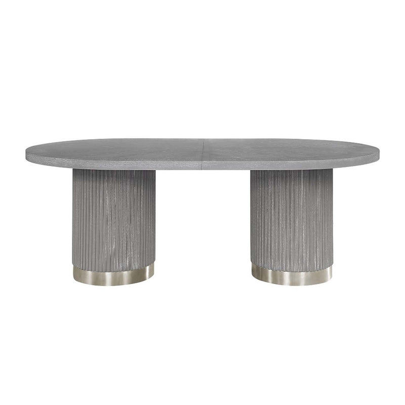 Adalynn Dining Table w/2 Leaves, Weathered Gray Oak Finish Acme