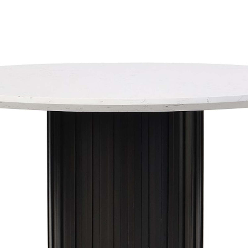 Jaramillo Round Dining Table, Faux Marble Top & Black Finish Acme