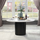 Jaramillo Round Dining Table, Faux Marble Top & Black Finish Acme