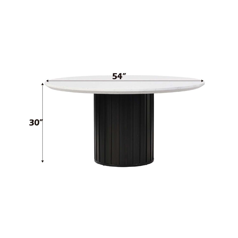 Jaramillo Round Dining Table, Faux Marble Top & Black Finish Acme