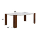 Hettie Dining Table, Engineered Stone Top & Brown Finish Acme