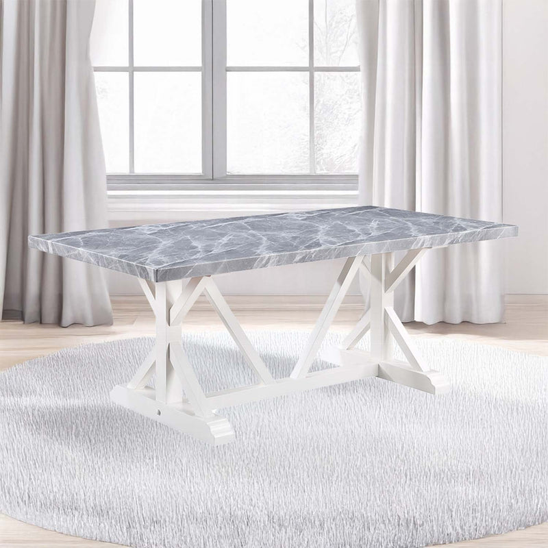 Hollyn Dining Table, Engineering Stone & White Finish Acme