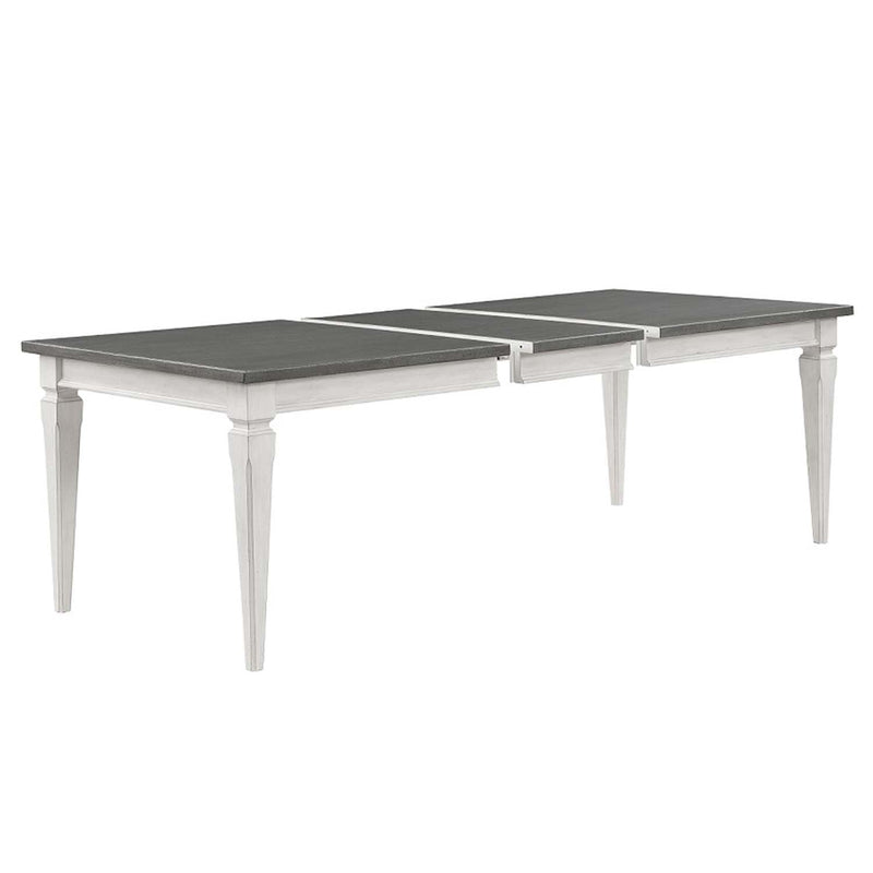 Katia Dining Table w/Leaf, Rustic Gray & Weathered White Finish Acme