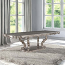 Ariadne Dining Table w/Pedestal, Antique Platinum Finish Acme