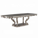 Ariadne Dining Table w/Pedestal, Antique Platinum Finish Acme