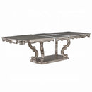 Ariadne Dining Table w/Pedestal, Antique Platinum Finish Acme