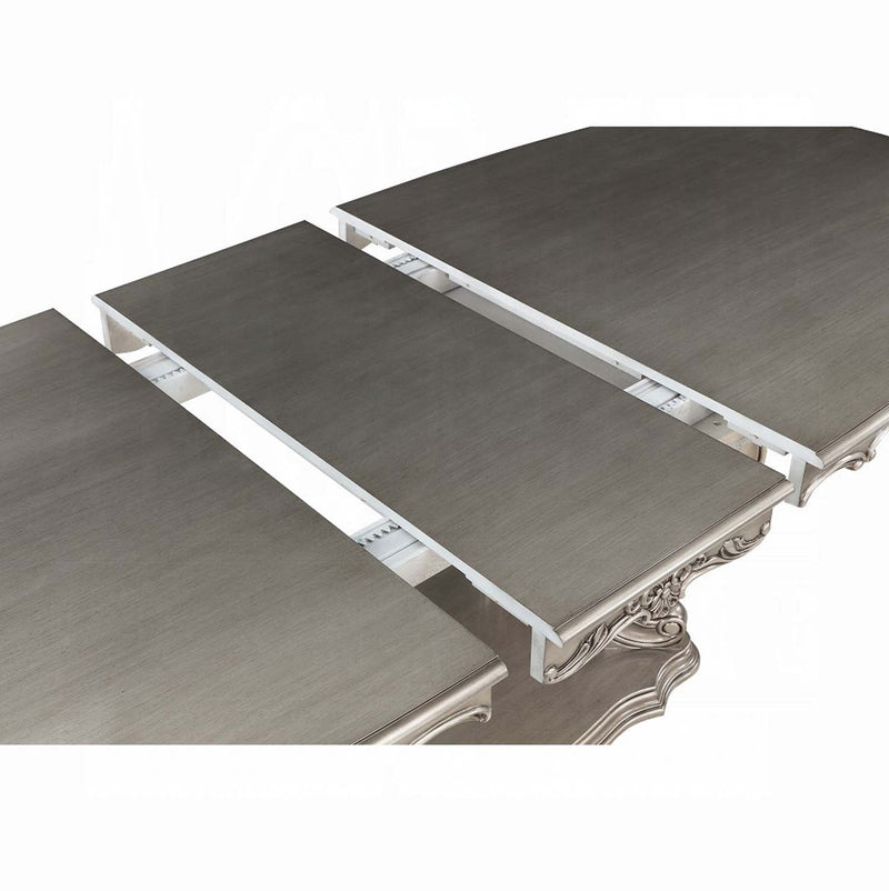 Ariadne Dining Table w/Pedestal, Antique Platinum Finish Acme