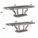 Ariadne Dining Table w/Pedestal, Antique Platinum Finish Acme