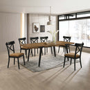 Hillary Dining Table w/2 Leaves, Walnut & Black Finish Acme