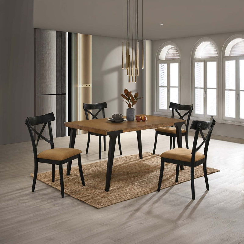 Hillary Dining Table w/2 Leaves, Walnut & Black Finish Acme