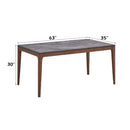 Bevis Dining Table, Engineered Stone Top & Walnut Finish Acme