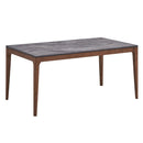 Bevis Dining Table, Engineered Stone Top & Walnut Finish Acme