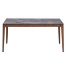 Bevis Dining Table, Engineered Stone Top & Walnut Finish Acme