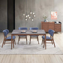 Bevis Dining Table, Engineered Stone Top & Walnut Finish Acme