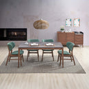 Bevis Dining Table, Engineered Stone Top & Walnut Finish Acme