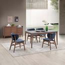 Bevis Dining Table, Engineered Stone Top & Walnut Finish Acme