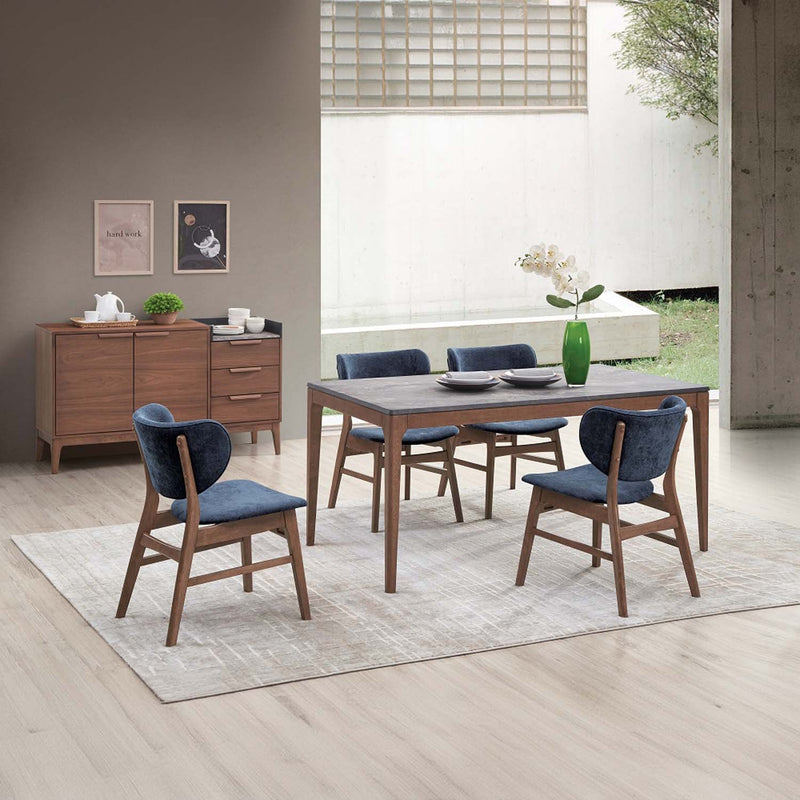 Bevis Dining Table, Engineered Stone Top & Walnut Finish Acme
