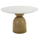 Kala Round Dining Table, Natural Marble Top & Oak Finish Acme