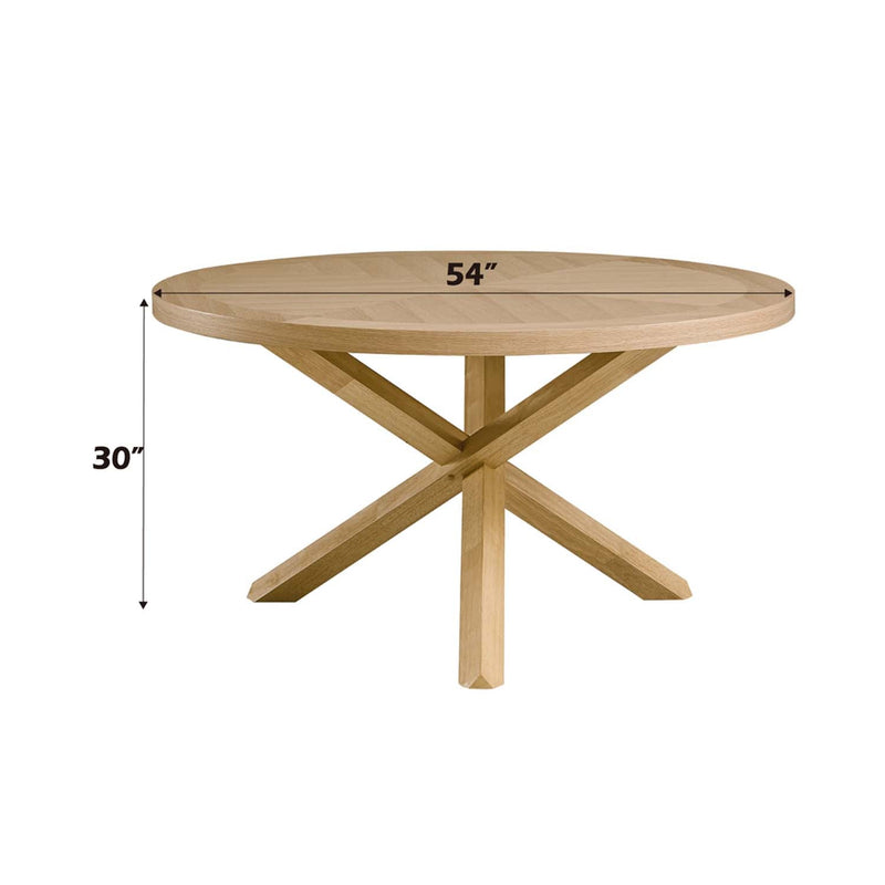 Kasem Round Dining Table, Oak Finish Acme