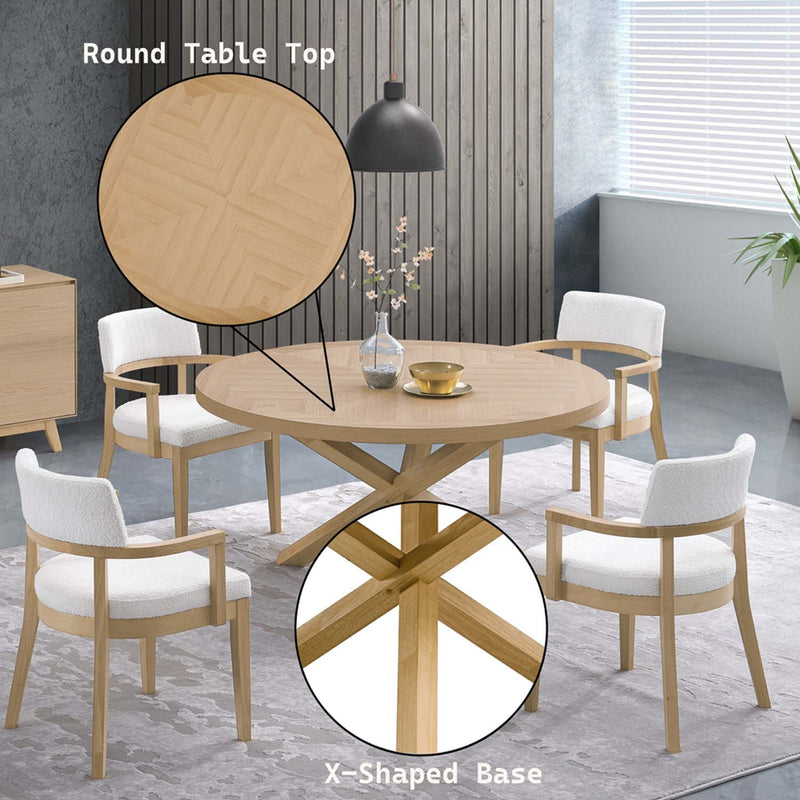 Kasem Round Dining Table, Oak Finish Acme