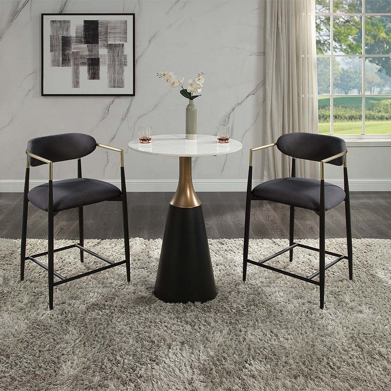 Jaramillo Counter Height Table, Natural Marble Top & Black Finish Acme