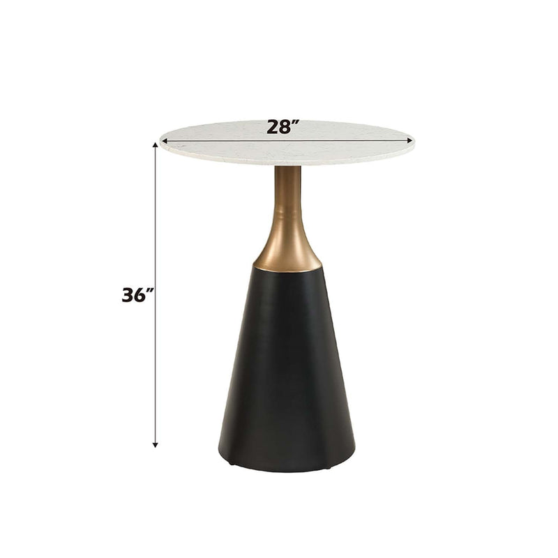 Jaramillo Counter Height Table, Natural Marble Top & Black Finish Acme