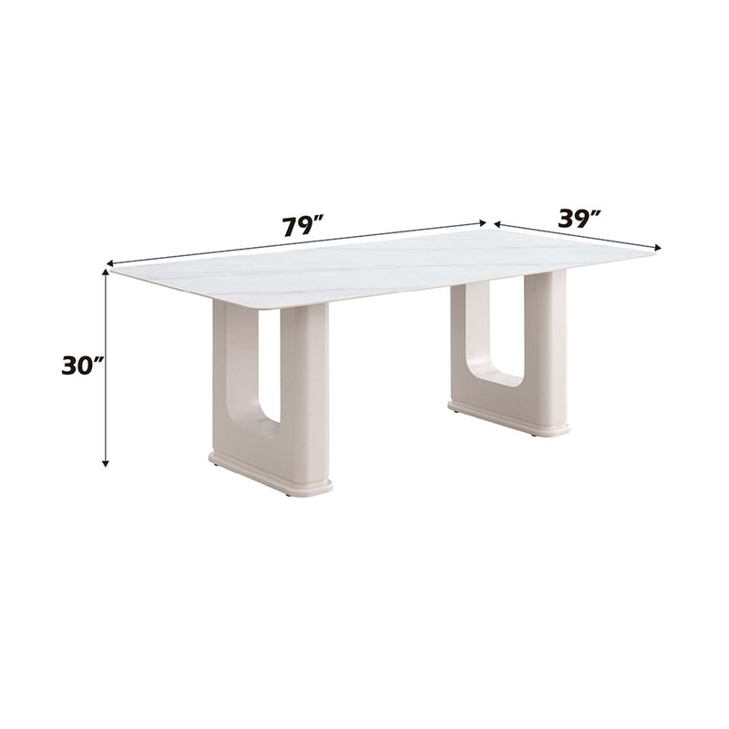 Kalam Dining Table, Ceramic Top & Beige Finish Acme