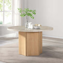 Qwin Round Dining Table w/Marble Top, Cream Acme