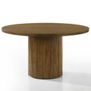 Hezrai Round Dining Table, Walnut Finish Acme