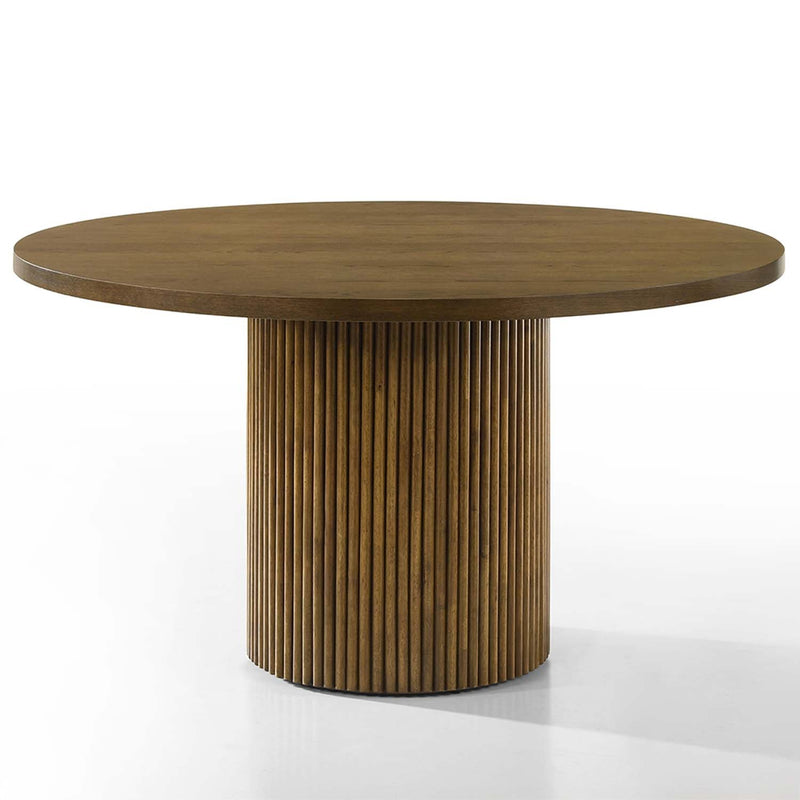 Hezrai Round Dining Table, Walnut Finish Acme