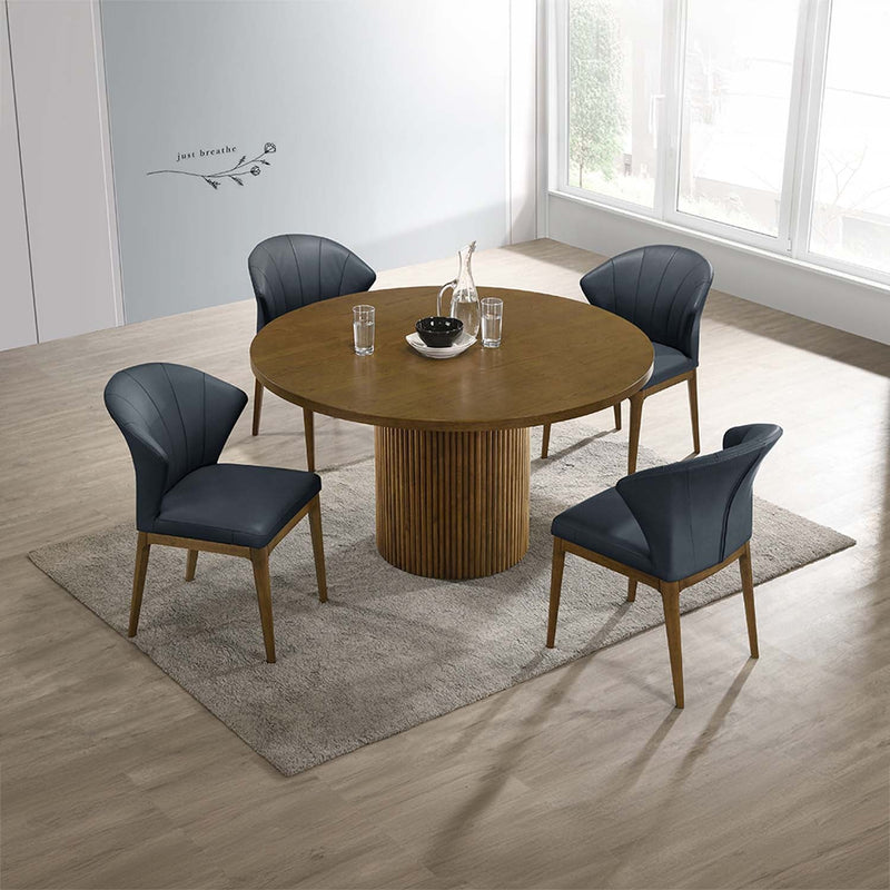 Hezrai Round Dining Table, Walnut Finish Acme