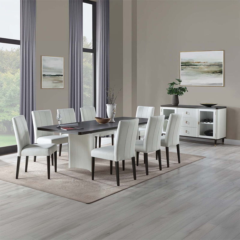 Carena Dining Table w/Leaf, White & Brown Finish Acme