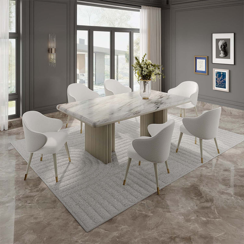 Charity Dining Table, Natural Marble Top & Gray Oak Finish Acme