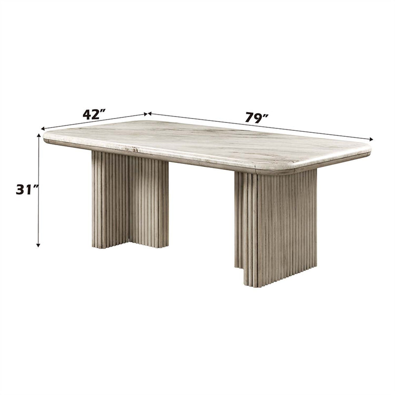 Charity Dining Table, Natural Marble Top & Gray Oak Finish Acme