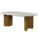 Darcy Dining Table, Natural Marble Top & Dark Walnut Finish Acme