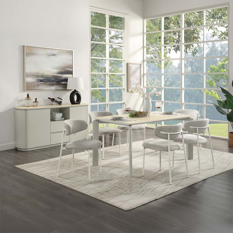 Ingram Dining Table, Sintered Stone & Light Gray Finish Acme
