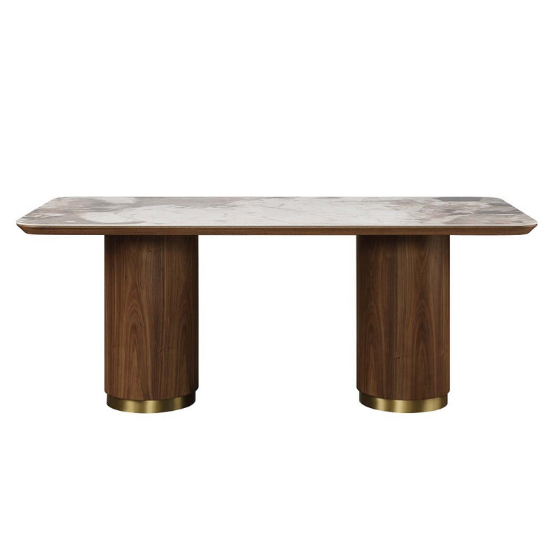 Willene Dining Table w/Ceramic Top, Ceramic Top & Walnut Finish Acme