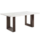 Edwyn Dining Table, White Natural Marble Top & Brown Finish Acme