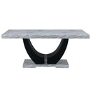 Caralin Dining Table, Engineered Stone & Black Finish Acme