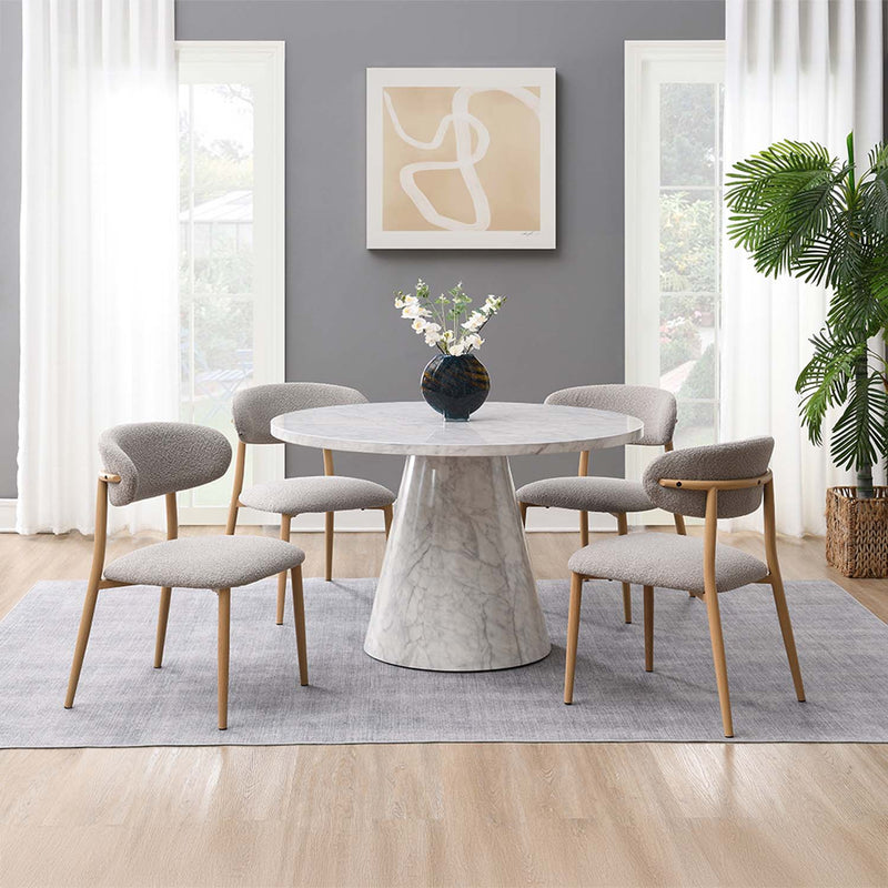 Kacey Round Dining Table, Engineered Stone Finish Acme