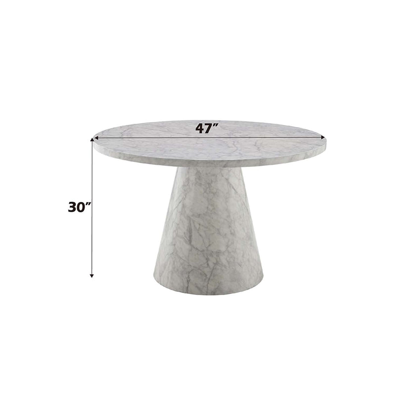 Kacey Round Dining Table, Engineered Stone Finish Acme