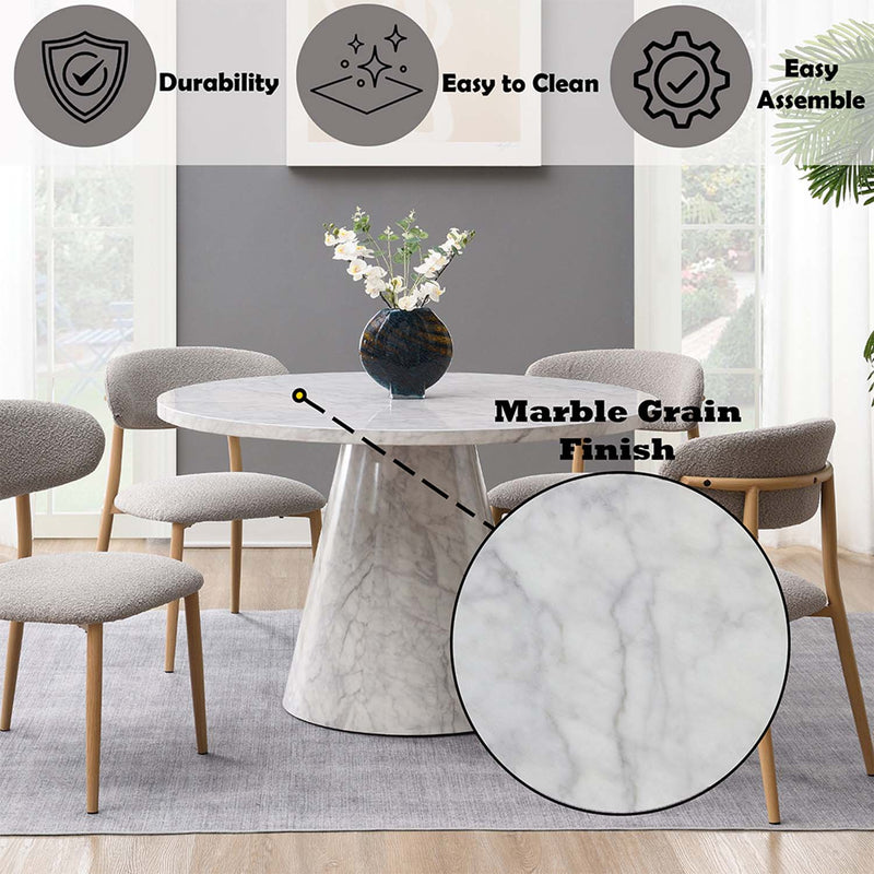 Kacey Round Dining Table, Engineered Stone Finish Acme