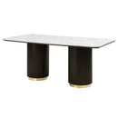 Clayten Dining Table, White Natural Marble Top & Espreeso Finish Acme