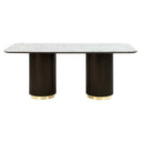 Clayten Dining Table, White Natural Marble Top & Espreeso Finish Acme