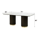 Clayten Dining Table, White Natural Marble Top & Espreeso Finish Acme