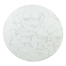 Clayten Round Dining Table, White Natural Marble Top & Espreeso Finish Acme