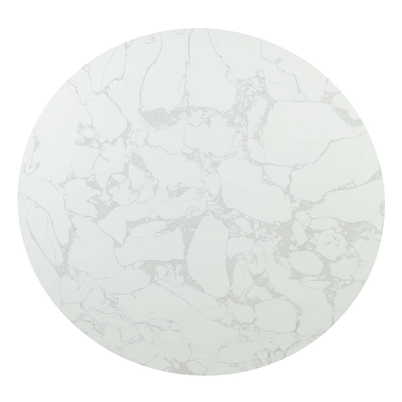 Clayten Round Dining Table, White Natural Marble Top & Espreeso Finish Acme