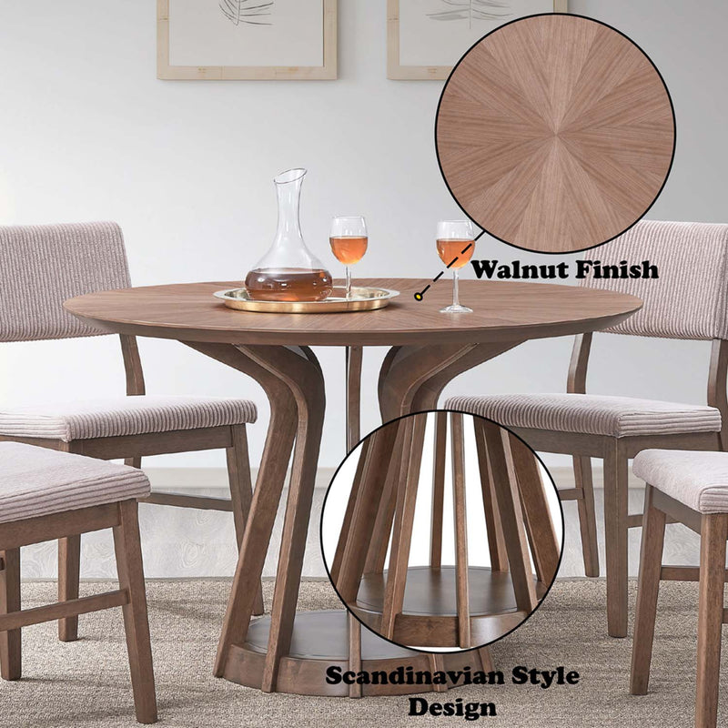 Seda Round Dining Table, Walnut Finish Acme