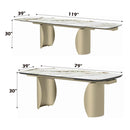 Cora Dining Table, Ceramic Top & Golden Champange Finish Acme