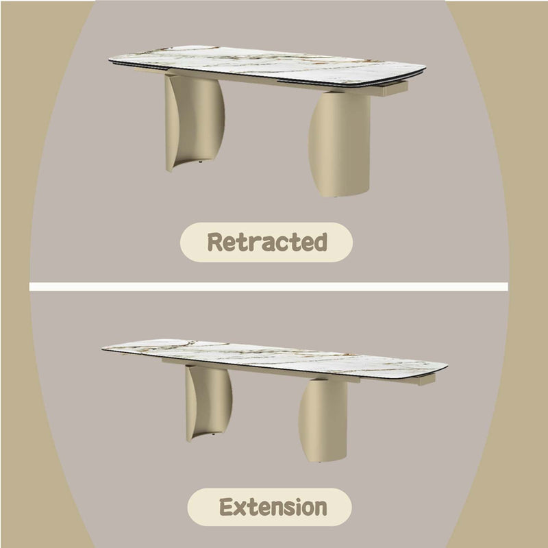 Cora Dining Table, Ceramic Top & Golden Champange Finish Acme